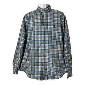Ralph Lauren Men’s Shirt Buttons Down Blue Colorful Sz XL